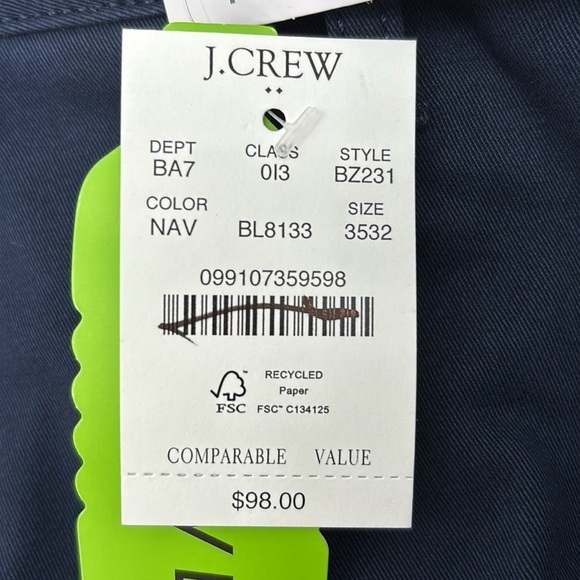 J Crew Factory Straight-fit TruTemp365® navy chino pant size 35x32 NWT BZ231 - Picture 8 of 16